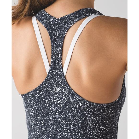 Lululemon Cool Racerback Tank Top in Mini Splatter Print White Black size 4 - Picture 7 of 8